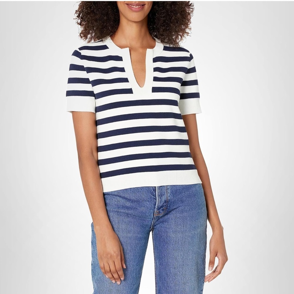 Club Monaco Striped Short Sleeve Top